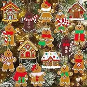 16Pcs Gingerbread Man Ornaments for Christmas Tree Gingerbread Christmas Decorations with Gingerbreads House Ornament for Christmas Tree Hanging Party Decor