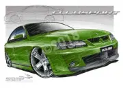 HSV VY CLUBSPORT HOTHOUSE GREEN A3 FRAMED PRINT (V071)