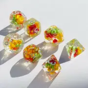 Sage’s Cantrips - Resin R/Y/G Flowers Polyhedral Dice Set | Dungeons Dragons