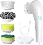 Electric Cleaning Brush, 5 In1 Electric scrubbing Brush Multi-Function Powerful Electric Cleaning Brush with 5 Brush Heads Rechargeable Scrub Brush for Cleaning Kitchen,Sink,Dish,Wall,Window