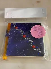 BRAND NEW HANDCRAFTED POST IT NOTE PAD WITH COVER AND PEN RED WHITE BLUE STARS