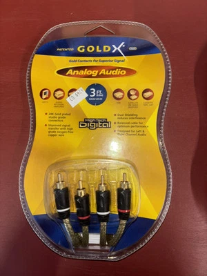 GOLD-X Analog Audio High Performance Digital Cable 3Ft 24k Gold Plated Connector
