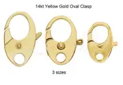 14K Yellow Gold Fancy Nautical Oval Lobster Jaw Claw Trigger Clasp Hook w/Ring
