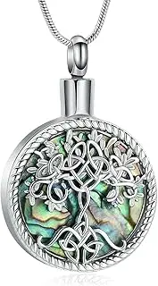 DOTUIARG Tree of Life Cremation Jewelry for Ashes Stainless Steel Round Urn Necklace Keepsake Memorial Pendant Ash Holder for Women Men