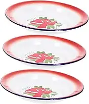 3pcs Vintage Enamel Serving Plates Chinese Style Food Plates for Snacks Fruits and Desserts for Home Entertaining and Special Events Floral Design Random Patterns