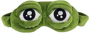 Aisa 3D Frog Cute Cartoon Design Sleeping Eye Blinder Travel Office Snap Soft Plush Eye Mask Green