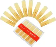 10 Pack Professional Alto Saxophone Reeds with Strength 2.0, Light Brown