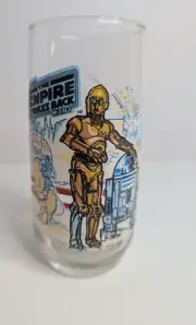 1980 STAR WARS EMPIRE C3PO & R2D2 HOTH CHARACTOR GLASS VINTAGE!!