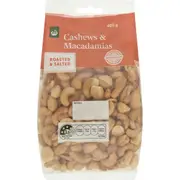 Woolworths Cashew & Macadamia Roasted & Salted 400g