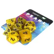 RPG Dice Set - Poly Dice Set - Pearl - Yellow (Black)