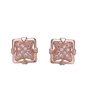 Genevive 18K Rose Gold Vermeil CZ Drop Earrings