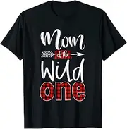 [X.Style] Mom of The Wild One Shirt Plaid Lumberjack 1st Birthday Tee ds1072 T-Shirt (XL) Black
