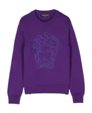 Versace Kids Medusa Head Motif Embroidered Crewneck Jumper 12,8Y,14Y,10Y Blue