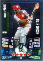 2013-2014 IPL - card 187 - Kings XI Punjab player - Mandeep Singh - Rising Star