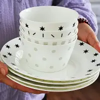 在飛比找樂天市場購物網優惠-創意唐山骨瓷餐具套裝幾何Ⅲ系列陶瓷湯盤平盤米飯碗單品組合