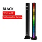 3Pcs Rechargeable APP Sound Control Light RGB 32LED Pickup Lamp Bar(Black)