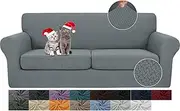 JIVINER Newest 3 Pieces Couch Covers for 2 Cushion Couch Stretch Sofa Slipcover with 2 Extra Large Seat Cushion Covers Thick Fitted Loveseat Sofa Covers for Living Room (XL Loveseat, Light Gray)