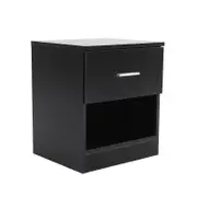 La Bella Black Bedside Table Side Storage Cabinet Nightstand Bedroom 1 Drawer 1 Shelf ELLA