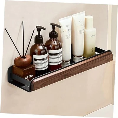Bathroom Black Floating Shelves, 16inch Wall Mounted Storage Shelf, Metal