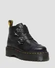 Dr Martens Devon Flower Buckle Black Nappa Leather Platform Boot for Women