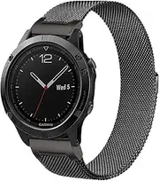 Metal Bands Compatible with Garmin Fenix 6/6 Pro, Fenix 5/5Plus, Epix Gen 2 ,Fenix 7, Forerunner 935/945/Approach S60/Quatix 5 Bands Stainless Steel Mesh Replacement Strap Women Men, Black