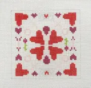 Atlantic Blue Valentine Hearts Mini Kaleidoscope Handpainted Needlepoint Canvas