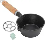 Mini Hot Oil Pan Cooking Pan with Lid Pasta Functional Pots Non - Stick Cheese & Pancake Skillets. Heating Casserole for Noodles. Ideal for Baby Food. Great Fryer cookware with Wooden Elements.