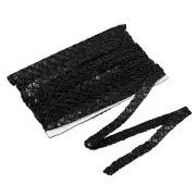 11 Yard Sequins Trim Ribbon 0.6 Inch Ribbon for Crafts Sewing Clothes, Black