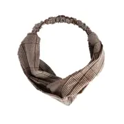 5Pcs Woman Elegant Style Plaid Hair Hoop Cross Elastic Band Hair Decoration B0410 B brown plaid (cross section)