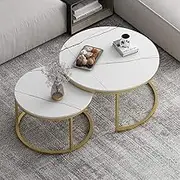 Nesting Coffee Tables Nesting Coffee Tables Set of 2, Modern Faux Marble Stacking Sofa Side End Table ，Metal Frame Accent Center Tea Tables for Living Room Bedroom Office