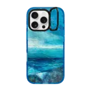 iPhone 16 Pro Impact Ring Stand Case MagSafe Compatible COOL WATERS 2, ABSTRACT OCEAN BEACH CLOUDS SUMMER PAINTING