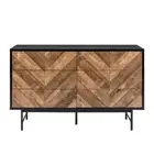 Design Square Magnus Chest Of 6-Drawers Dresser Lowboy Storage Cabinet Walnut/Bl