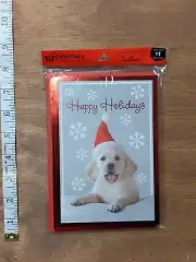 Vintage Hallmark Yellow Labrador Lab puppy Christmas Cards (10) Unopened