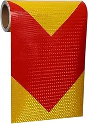 Reflective Tape， 30 cm x 32.8 feet Arrows Reflective Tape Warnig Tape High Intensity Reflective Sticker Self-Adhesive for Trailers Trucks Cars Boats Signs(Red Yellow)