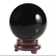 Giant 6 inch (150mm) Genuine Quartz Crystal Sphere (Obsidian Color) & Wood Base
