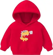 [Generic] Toddler Full Zip Hoodies Pullover Boys Toddler Tops Cartoon Infant Girls Dinosaur Baby Hoodie Sweatshirt Girls Tops Light Hoodies for Girls Red