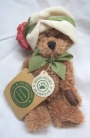 Boyds Archive Collection TAN BEAR W/ FLOWER HAT 7" Plush STUFFED ANIMAL Toy NEW
