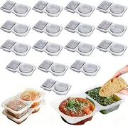 Disposable Double Compartment Snack Containers with Lids - 20PCS, Leak-Proof Sauce & Dip Containers for Travel, Sampling, Parties, Small Food Portions (20)