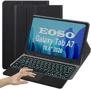 Keyboard Case for Samsung Galaxy Tab A7 10.4 2020 Model (SM-T500/T505/T507) -Eoso Samsung Cover with Keyboard Built-in Touchpad & Pencil Holder(A7, Black)