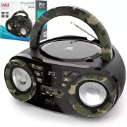 Pyle Portable CD Player Boombox w/ AM/FM Stereo Radio-Wireless BT Streaming-Army