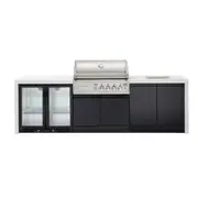 Crossray Stainless Steel Gas BBQ 4B Outdoor Kitchen w/ Dbl Fridge/Sink V16 White