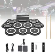 KONIX W562 Electronic Drum Set Roll Up Pad Practice Kit w/ 2 Foot Pedals Gift