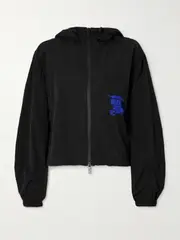 [Burberry] Burberry - Hooded Appliquéd Shell Jacket - Black - large large Black