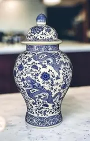[Festcool] 20" Classic Blue and White Porcelain Floral Temple Dragon Jar Vase, China Ming Style, Jingdezhen