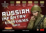 Lifecolor #LFC-CS42 Russian WWII Infantry Uniforms Acrylic Paint Set