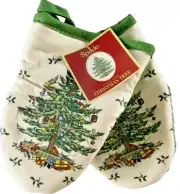 Spode Neoprene Mini Oven Mitts Christmas Tree Set of 2 Holiday 5"x7" Potholders