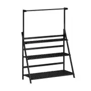 Black 70CM 3Tier Indoor Outdoor Garden Plant Stand Planter Flower Pot Shelf Wooden Shelving
