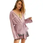 NWT WE THE FREE PEOPLE Women's Oversized Gauze Safari Wrap Top Size L Mauve