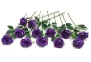 12 pcs Artificial Roses Flowers Long Stem Fake Silk Rose for Home Purple