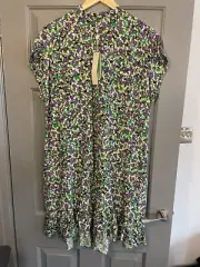 Next Label Mix Purple Green Floral Ditsy Print Button Dress Size 12 BNWT
